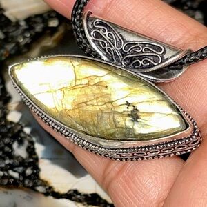 Plagioclase Labradorite Crystal Pendant 1”x 1 1/2”